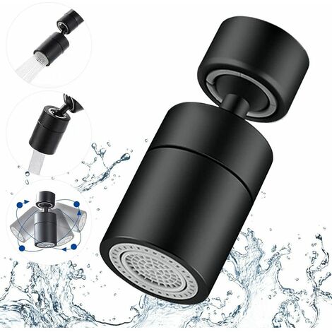 Aérateur de robinet,Pivotant 360 Degrés-2 Modes Réglable Cuisine Robinet Filtre Barboteur Pour Cuisine Salle De Bain,avec Adaptateur Filetage Externe 24mm-Fil Interne 22mm (Bronze huilé noir)