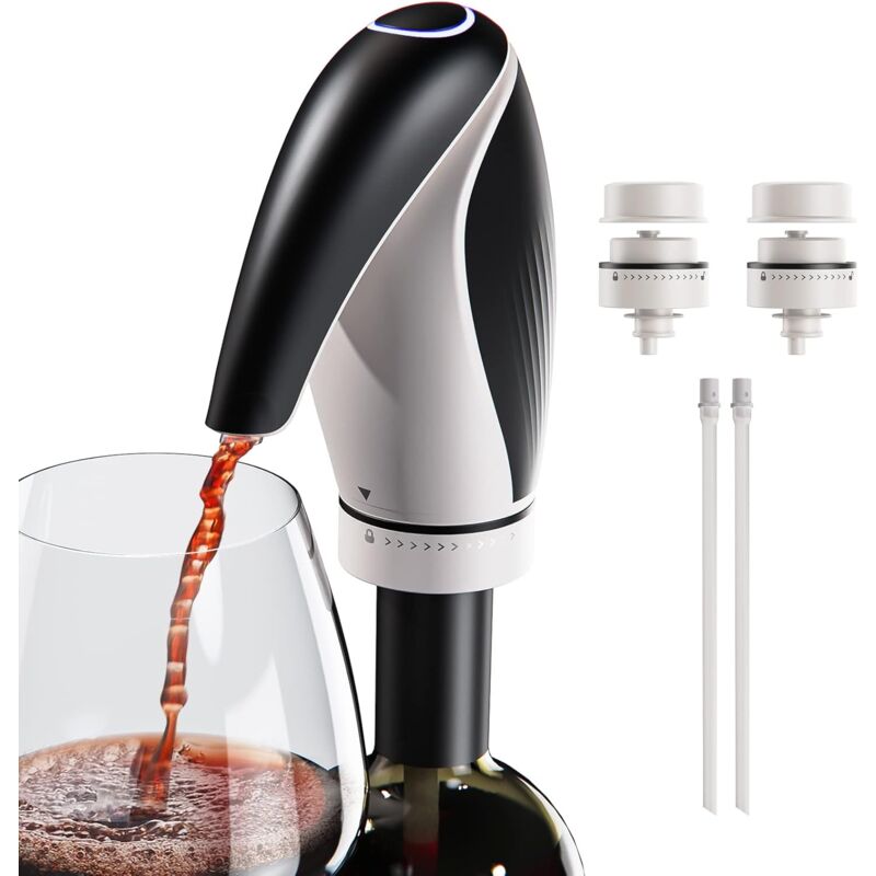 Aérateur de Vin Électrique Bec Verseur Vin Rechargeable 3-en-1 Décanteur de Vin Distributeur Conserveur Forme de Pingouin Cadeaux pour Les Amateurs