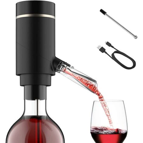 Aérateur de vin électrique – Distributeur de vin à filtre automatique multi-intelligent Oxydateur de vin à touche unique, aération marche/arrêt, tube d'extension et câble micro USB