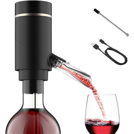 Aérateur de vin électrique - Distributeur de vin à filtre automatique multi-intelligent, Oxydateur de vin à une touche, aération marche/arrêt, tube d'extension et cable micro USB