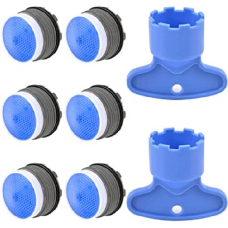Aérateur d'économie d'eau (lot de 8) - 18,5 mm - ABS bleu - Accessoire universel pour robinet - Connecteur de robinet