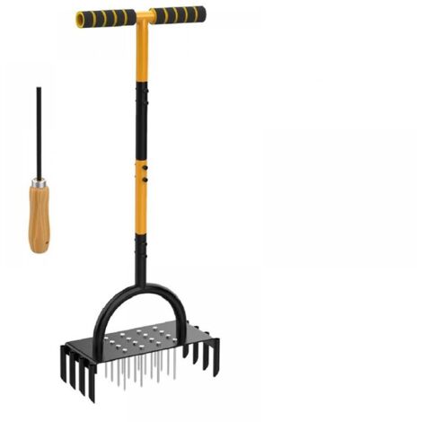 Aérateur Gazon, 96cm Aérateurs Gazon Manuels, Aérateur de Pelouse Manuel pour Entretien Jardin/Cour, Aérateur de Pelouse, Poignée en T Antidérapante, Aérateur Manuel - 24 Dents
