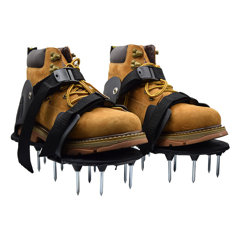 Aérateur Pelouse Chaussure, Sandales Aérateur Pelouse avec Pelle et Râteau en Acier Inoxydable, Chaussure à Gazon avec Lacets Réglables, Chaussures À