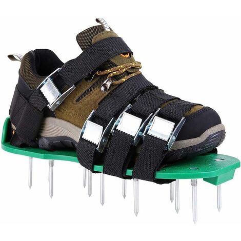 Aerateur Pelouse Jardin Yard Scarificateur Manuel Chaussures Grassplot Aération Chaussures de Sol en Vrac Sandales à Pointes de Sol pour pelouse Patio Yard 1 paire