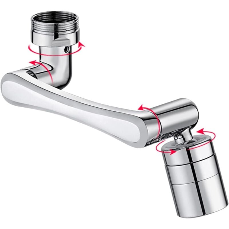 Aerateur pour Robinet 2 en 1 Filtre Anti-éclaboussures Universel, Robinet Rotatif à 1440° Salle de Bain, 2 Modes Réglable Rotation Robinet de