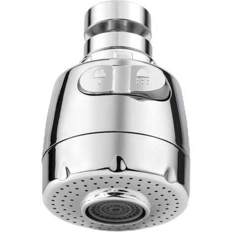 Aérateur pour robinet rotatif à 360 °, buse robinet cuisine, évier avec filtre régulateur de tête, 2 modes, aérateur robinet, atomiseur robinet, tête robinet de cuisine, argenté