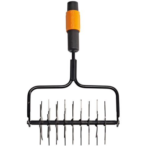 Fiskars – Aérateur Quikfit tête en acier – Largeur de travail 20,5 cm – Lames en acier trempé pour aération optimale – Compatible avec manches QuikFit