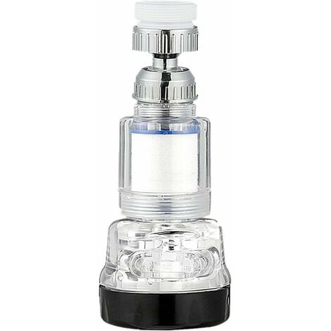 Aerateur robinet pivotant, Filtre robinet, Buse de robinet sous pression universelle réglable à 3 modes et à 360 ° pour la cuisine de la salle de bain - Transparent