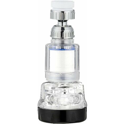 Aerateur robinet pivotant, Filtre robinet, Buse de robinet sous pression universelle réglable à 3 modes et à 360 ° pour la cuisine de la salle de bain - Transparent