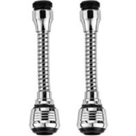 Aérateur Robinet Pivotant Grand Angle 360Degrés, pour Robinet D'évier Salle Bain Cuisine à Domicile (avec Adaptateur Tuyau Mobile), Buse Baignoire Haute Pression Rotative Remplacement (2pcs)