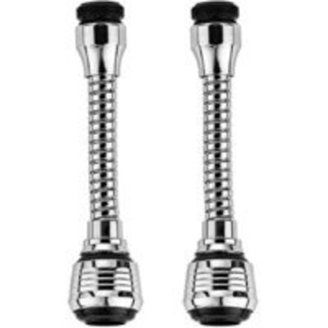 Aérateur Robinet Pivotant Grand Angle 360Degrés, pour Robinet D'évier Salle Bain Cuisine à Domicile (avec Adaptateur Tuyau Mobile), Buse Baignoire Haute Pression Rotative Remplacement (2pcs)