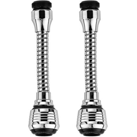 Aérateur Robinet Pivotant Grand Angle 360Degrés, pour Robinet D'évier Salle Bain Cuisine à Domicile (avec Adaptateur Tuyau Mobile), Buse Baignoire Haute Pression Rotative Remplacement (2pcs)