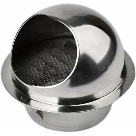 Aérateur Rond en Acier Inoxydable avec Grille - Sortie d'Évacuation Mural pour Ventilation, 100mm