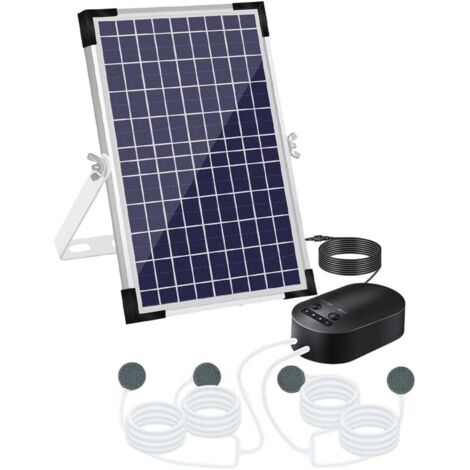 Aérateur solaire de bassin 10 W 10 V avec batterie de 4400 mAh, 3 modes d'oxygène (haut/bas/intermittent), pour étangs de jardin et aquariums