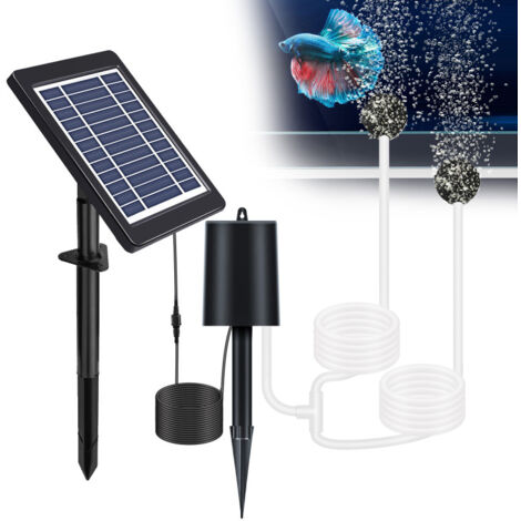Aérateur solaire pour bassin avec pompe à air 3 modes 4W, pompe à oxygène avec tuyau, 2 pierres à bulles d'air, silencieux, pour bassin, aquarium, pisciculture et hydroponie