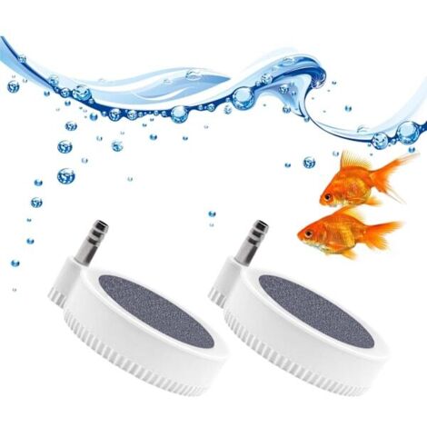 Aérateurs d'aquarium, deux aérateurs silencieux de 5 cm, diffuseur d'oxygène rond avec nano pierres à air, accessoires pour aquarium, adaptés aux aquariums et aux petits bassins.