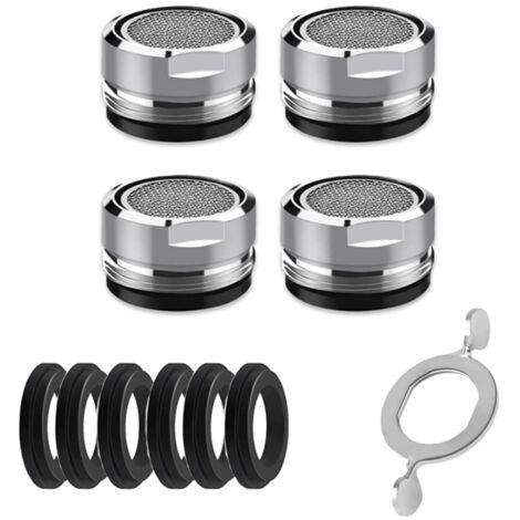 Aerator - 4 Pièces - Filetage M22x1 - Filtre En Acier Inoxydable Et Corps En Laiton - Pour Robinets De Cuisine Et De Salle De Bains - Avec 6 Joints Et 1 Clé