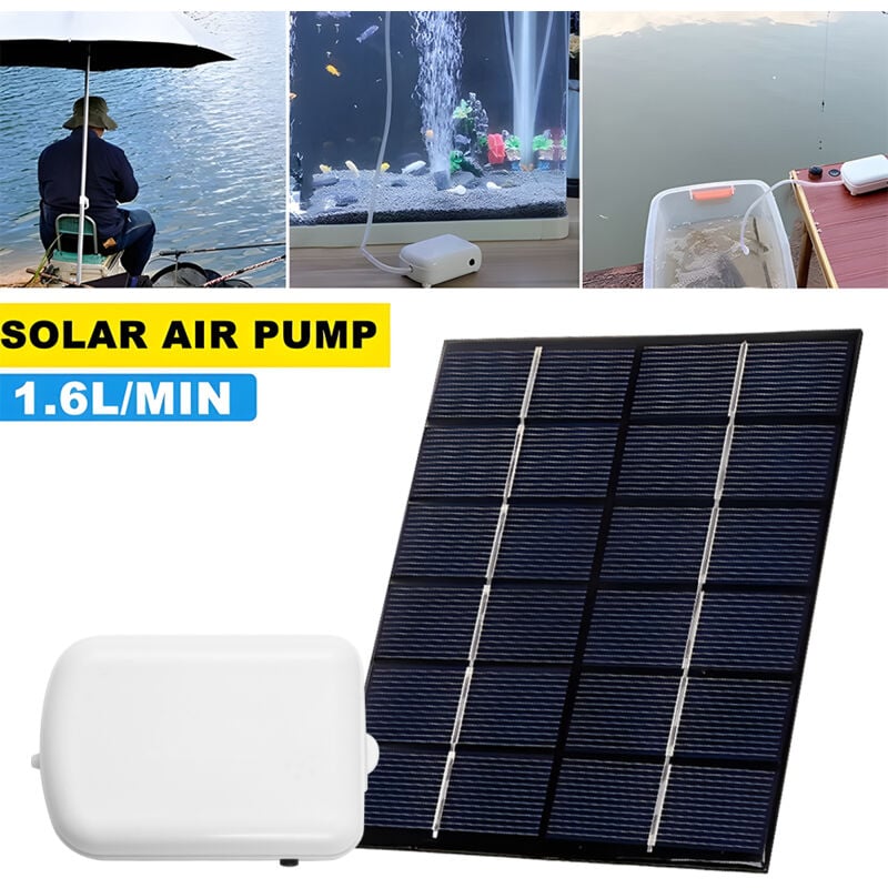 Rosvola - Aerator solaire étang avec pompe à air 2000mAma Batterie de secours Aquarium oxygène tuyaux de tuyaux pour le jardin pour poisson-aquarium