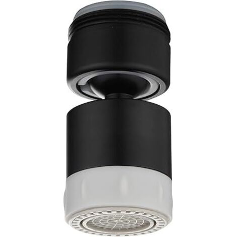 Aeratore con filtro filettato maschio M24, due diverse portate d'acqua, testa girevole a 360 gradi, aeratore per rubinetto con punta in silicone, nero
