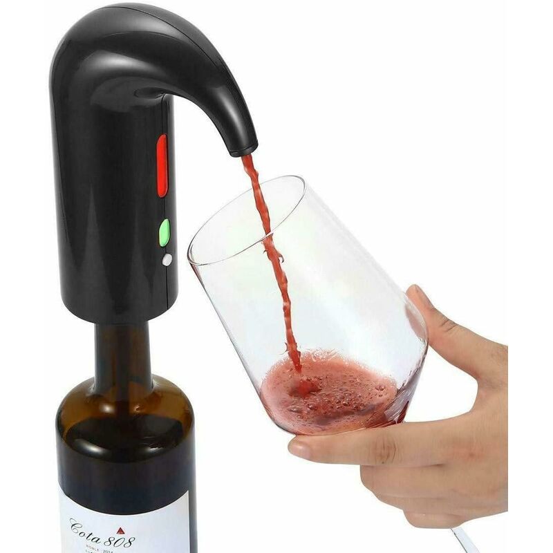 Image of Fortuneville - Aeratore nero e distributore di vino rosso Dispenser automatico di ossidante per vino Versatore ricaricabile multi-intelligente