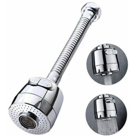 Aeratore per rubinetto girevole a 360 gradi, testa del rubinetto della cucina, 2 modalità regolabili, spruzzatore con filtro per soffione doccia per cucina e bagno (lungo)