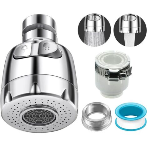 Aeratore per rubinetto, ugello per rubinetto da cucina con rotazione a 360°, ugello per rubinetto con 2 modalità di flusso d'acqua, installazione universale e semplice per la maggior parte dei rubinet