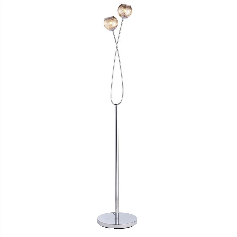 Endon Aerith - 2 Light Floor Lamp Chrome, Smokey Mirror Tinted Glass, G9