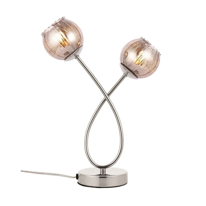 Endon Lighting - Endon Aerith - 2 Light Table Lamp Chrome, Smokey Mirror Tinted Glass, G9