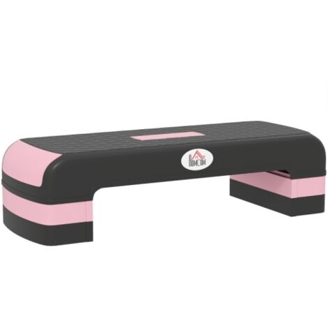 Aerobic Step with 3-Level Adjustable Heights for Home, Office Exercise, Black and Pink