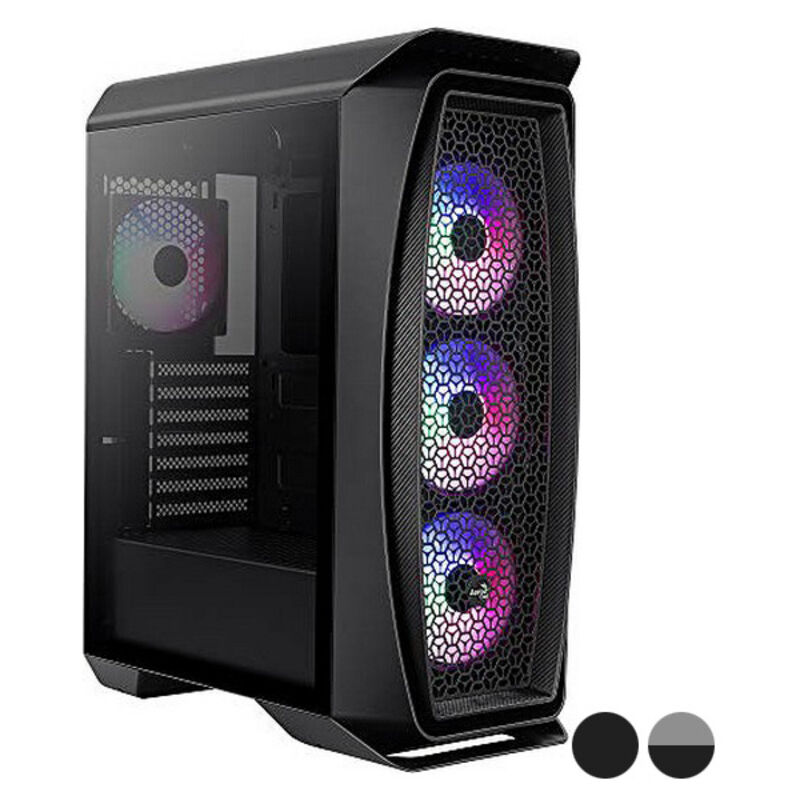 

Caja Semitorre Micro ATX / Mini ITX / ATX Aero One Frost RGB LED Ø 12 cm Negro - Aerocool