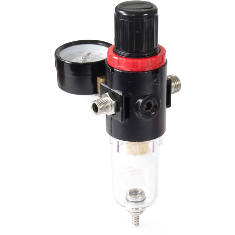 

Filtro regulador de presión hasta 7 bar con separador de agua para compresor aerografía 9,51mm