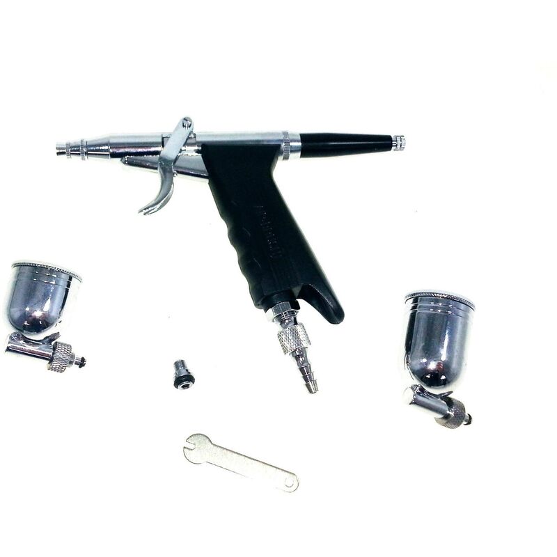 Image of Aerografo mini a leva pistola accessori modellismo 2 serbatoi nailart acciaio