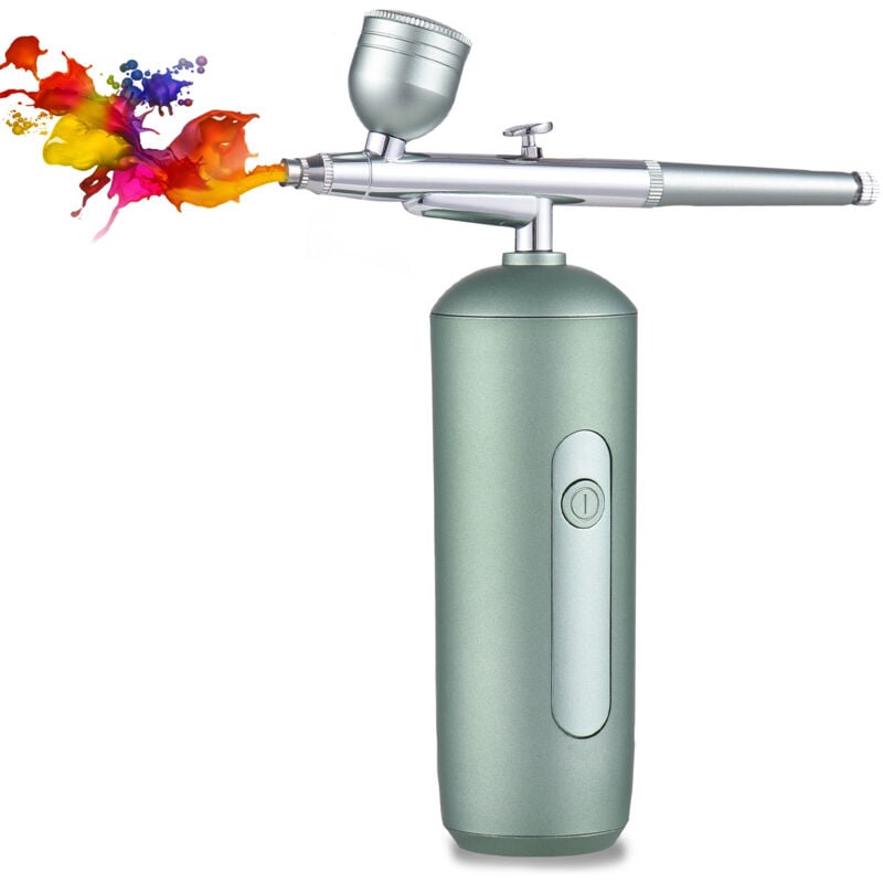 Lepmerk - Aérographe portable avec compresseur, stylo aérographe sans fil, double action, pression réglable à 2 niveaux, batterie intégrée pour