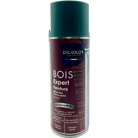 Aérosol Delkolor Peinture Microporeuse spéciale Bois 400ML  Couleur: RAL 6005 VERT MOUSSE