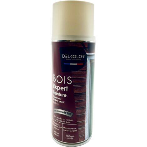 Aérosol Delkolor Peinture Microporeuse spéciale Bois 400ML  Couleur: RAL 9010 BLANC PUR SATIN