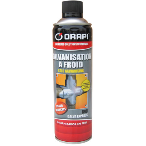Aérosol galvanisation et peinture Galva Express 650 ml – Antirouille pour métal – Brillant inox – 4699A4 – Orapi