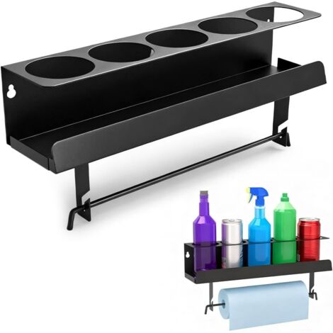 Aerosoldosenhalter, Dosenhalter aus Kohlenstoffstahl, Wandhalterung für Sprühflaschen, Aerosoldosen und Papierhandtücher mit 5 Fächern für Garage und Küche