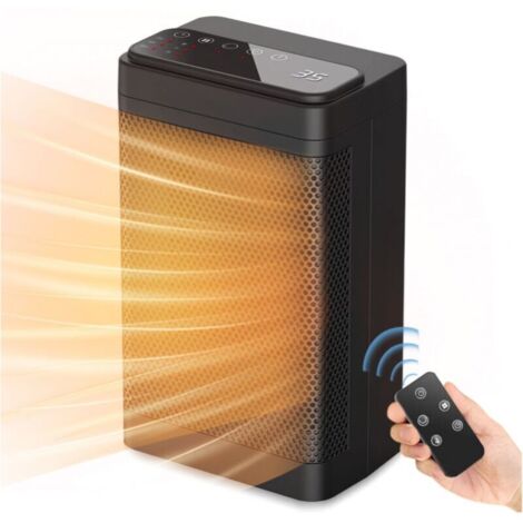 Aérotherme 1200 W, radiateur PTC avec télécommande, radiateur soufflant oscillant à 60° à économie d'énergie