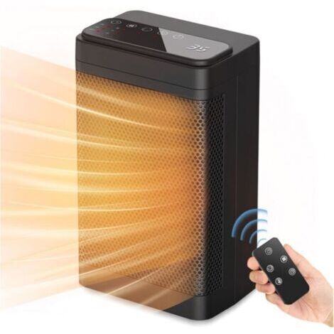 Aérotherme 1200 W, radiateur PTC avec télécommande, radiateur soufflant oscillant à 60° à économie d'énergie