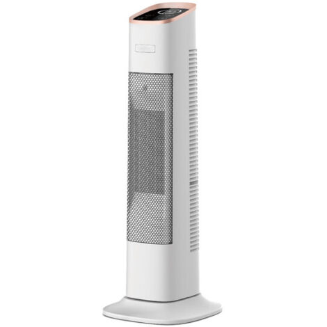 Aérotherme Vertical Céramique 2000w Bl/gold C.remote 2potenc.3func.Termost.reg. Oscillant anti-basculement temporisé 62x23,5x23,