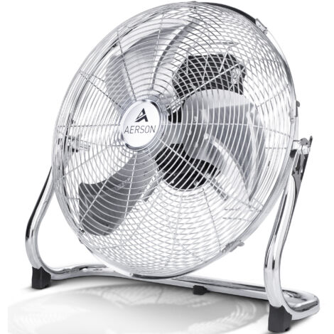 AERSON Ventilatore da pavimento 50 cm, macchina del vento cromata, ventilatore da tavolo 120 W, ventilatore a piantana