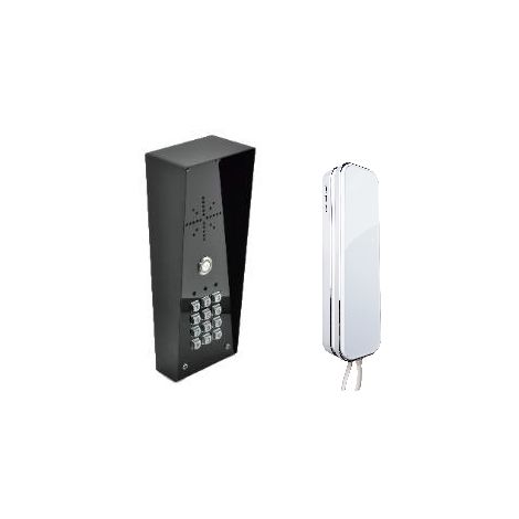 AES SLIM-CL-iMPK-W | AES SLIM Hooded Hardwired Audio Imperial Intercom System with Keypad