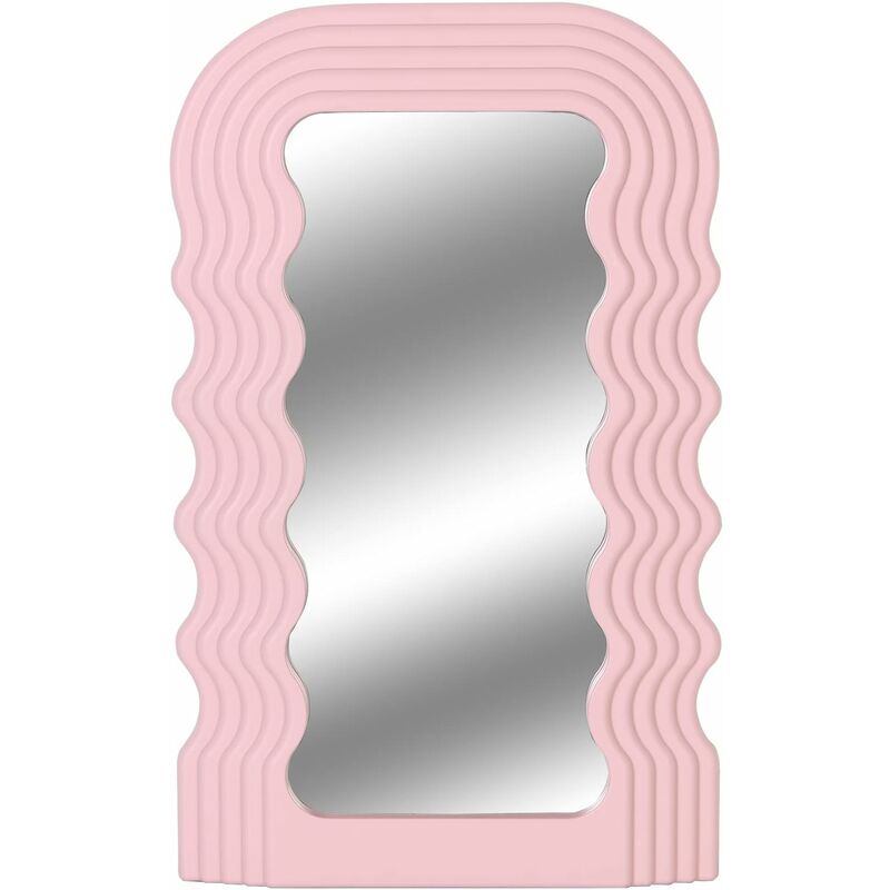 Csparkv - Aesthetic Wave Pattern Irregular Frame Mirror, Decorative Desk Wall Mirror for Living Room Bedroom Hallway Home Decor Birthday House
