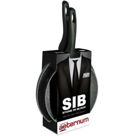 Aeternum Stone in Black Bis Padelle Adatte a Induzione Set 2 Pezzi in Alluminio - Nero  Set 2 Padelle Induzione 24 - 28 cm