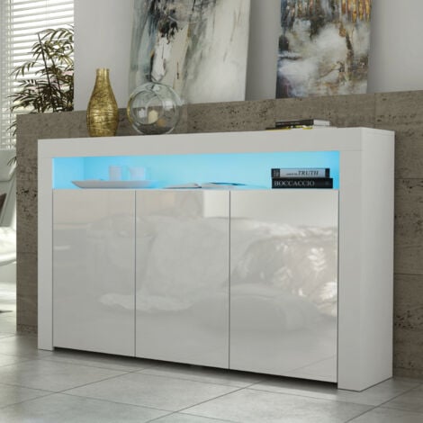 Aether Sideboard - White with Gloss Doors & LED - 155cm