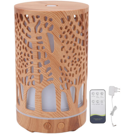 Ätherischer Öldiffusor in Holzoptik mit Fernbedienung, 7 LED-Leuchten, 200 ml, 100–240 V, EU-Stecker