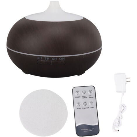 Ätherisches Öl-Diffusor 550 ml, Ultraschall-Luftbefeuchter mit Fernbedienung, 110-240 V, US-Stecker, dunkles Holzdesign.