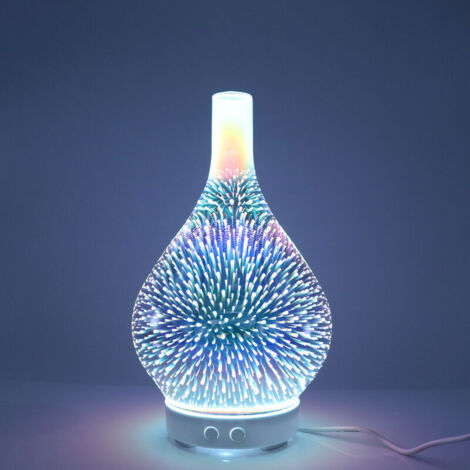 Ätherisches Öl-Diffusor, elektrischer Luftbefeuchter, Ultraschall-Aroma-Diffusor, 120 ml, automatische Abschaltung für Zuhause, Büro und Spa (3D-Glas) NPTERBL