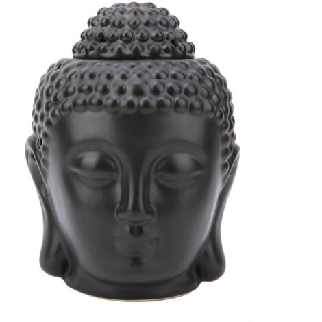 Ätherisches Öl-Diffusor in Form eines schwarzen Buddha-Kopfes – Dekorativer Räuchergefäß und Kerzenhalter