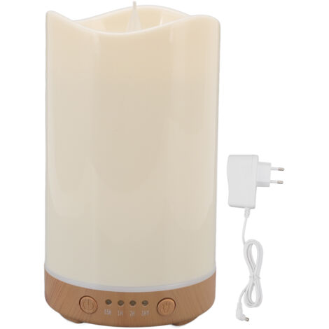 Ätherisches Öl in Kerzenform, 130 ml, mit Flammeneffekt, Holzmaserung, 100-240 V, EU-Stecker, ideal als Geschenk und zur Dekoration.